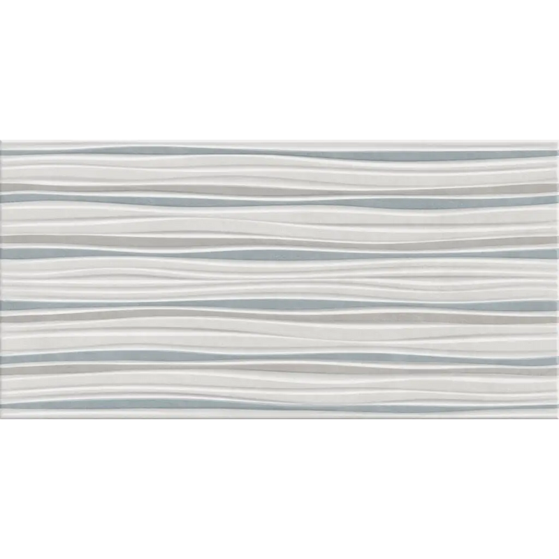 Wavy gray and white lines pattern on Alure White Sellent decor wandtegel 25x50