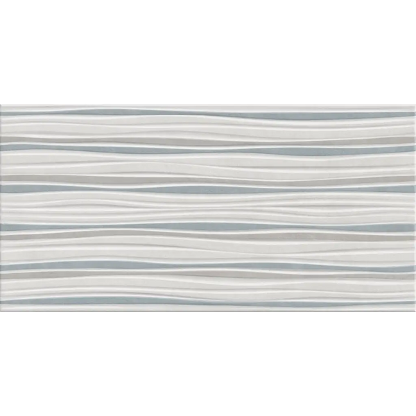 Wavy grijze en witte strepen op Alure White Sellent decor wandtegel 25x50