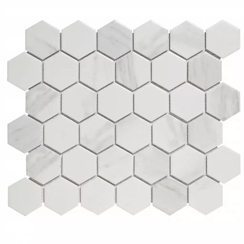 Wit hexagon mozaïekpatroon in honingraatformatie van Carrara Wit Mat