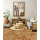 Abstract geometrische wandkunst met gebogen lijnen en cirkels op beige, Antichi Amori Canossa