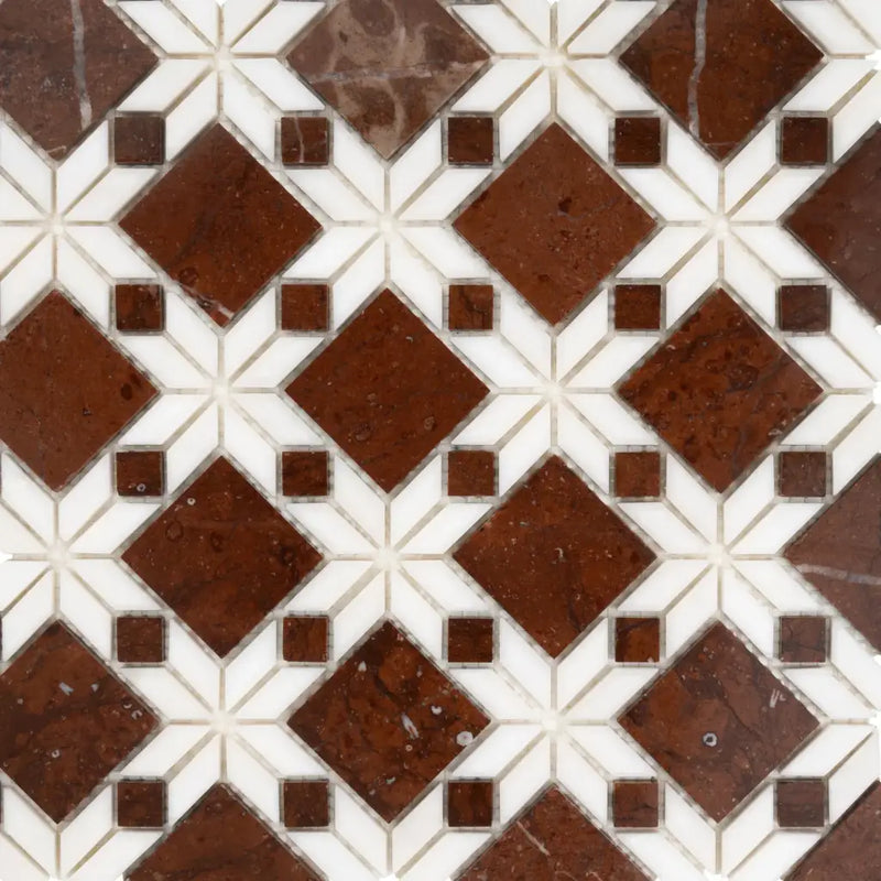 Araro 30x30 cm keramische tegels met bruin marmer mozaïek en geometrisch patroon voor vloertegels en wandtegels