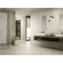 Moderne drijvende badkamer wastafel met dubbele waskommen en Arkety Sand 30x90 rett verlichting