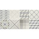 Geometrische patronen in grijs, beige en blauw van Arkety Silver Keroe Decor 30x60