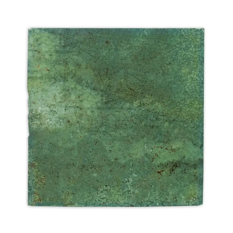 Vierkante oxidized copper plaat met patina, perfect voor Assisi Moss wandtegel