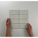 Witte rechthoekige tegels in gridpatroon met donkere lijnen, Atlas Pearl Brillo