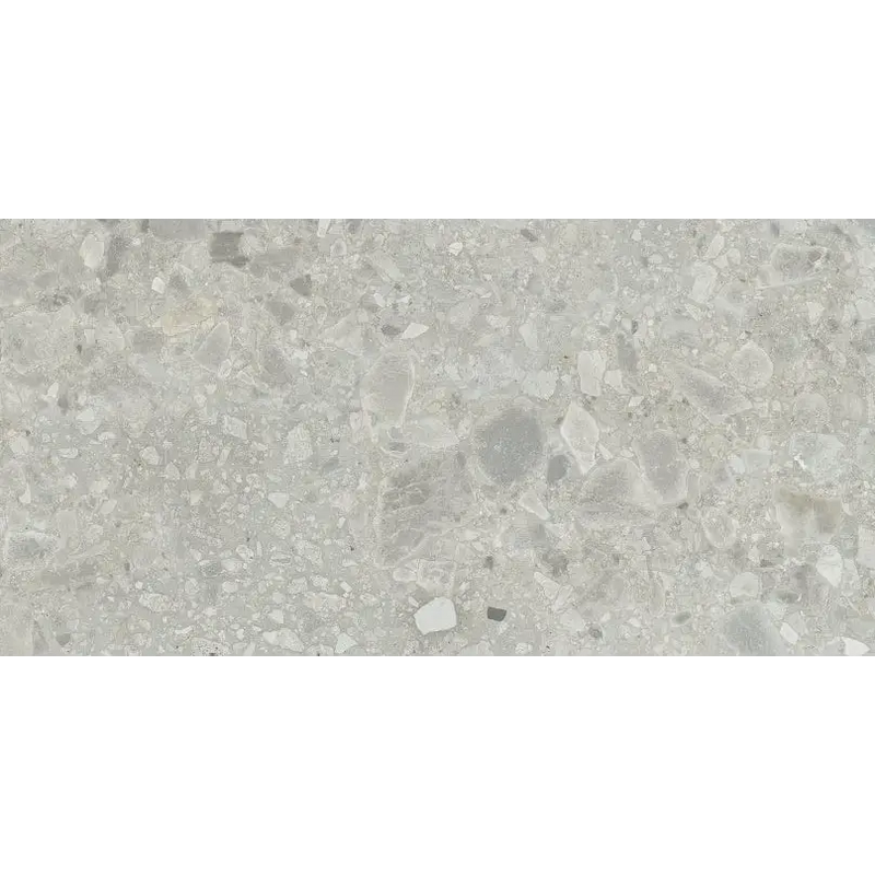 Speckled grijze terrazzo met wit en lichte aggregraten van Baldocer Nover Steel 40x80