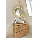 Moderne badkamer met Bergambacht 60x60 Rett en stijlvolle houten laden en spiegel