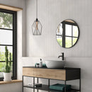 Moderne badkamer met Beton Cire Bercy Bianco 60x120, houten lades en waskom