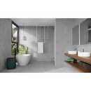 Vrijstaand ovalen bad met modern minimalistisch design en Beton Cire Bercy Grigio