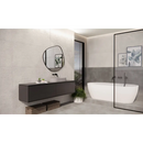 Moderne vrijstaande witte badkuip met ronde hoeken in Beton Cire Bercy Nude decor