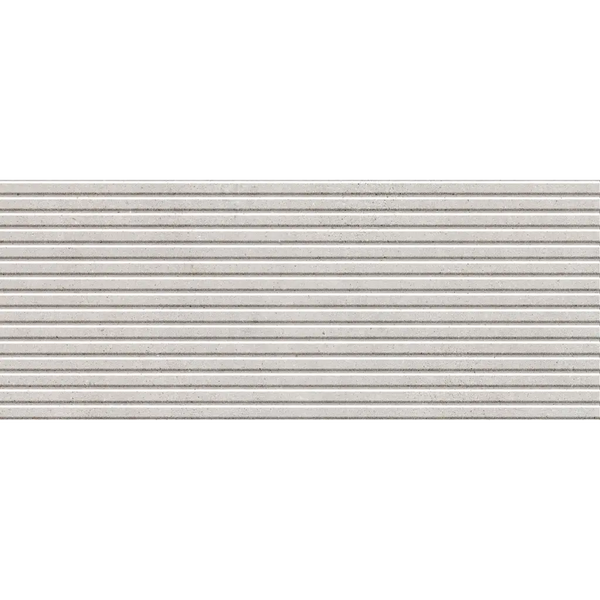 Horizontaal grijs-wit gestreept patroon van Borneo Pearl Esir decor wandtegel 30x75