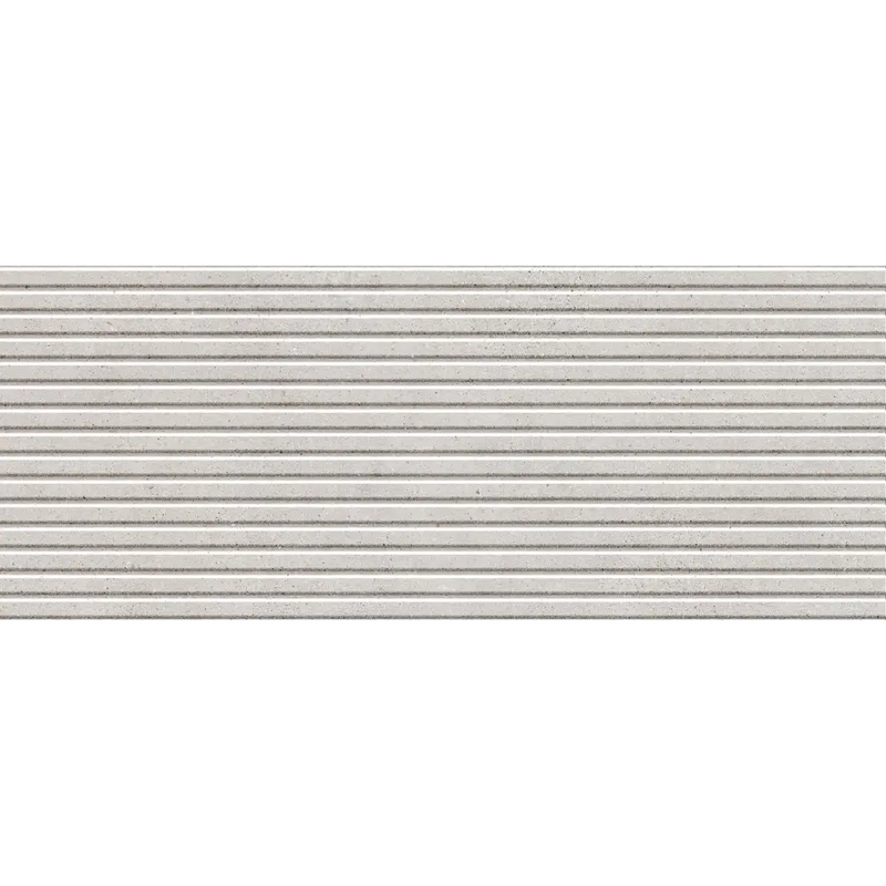 Horizontaal grijs-wit gestreept patroon van Borneo Pearl Esir decor wandtegel 30x75