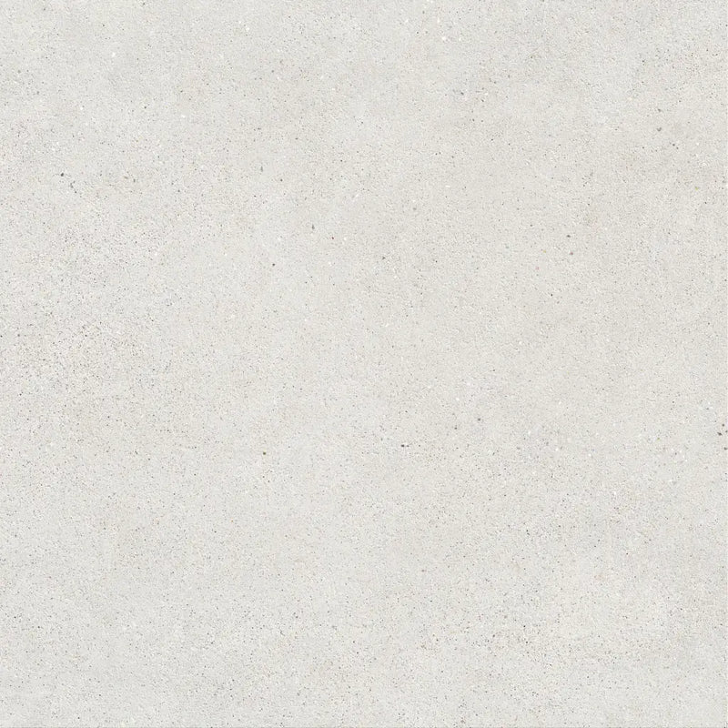 Borneo white 100x100 concrete tile in light gray with subtle speckled texture perfect for floors or walls