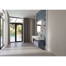 Moderne zwevende badkamerconsole met witte spoelbak op blauw tegel, Borneo White 120x280