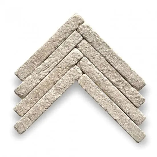 Bourgondische dallen Vicoli Ivory vloertegels in chevron patroon, textuur en stijl