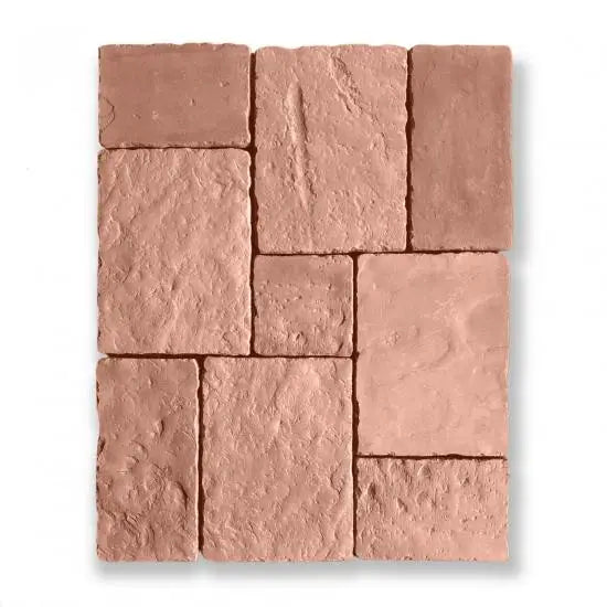 Bourgondische dallen Vicoli Terra module 4 met ruwe, roodbruine tegelstenen