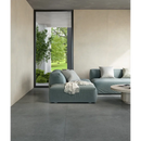 Lichtblauwe Brera Bloom 80x80 rett hoekbank met kussens en dekentje