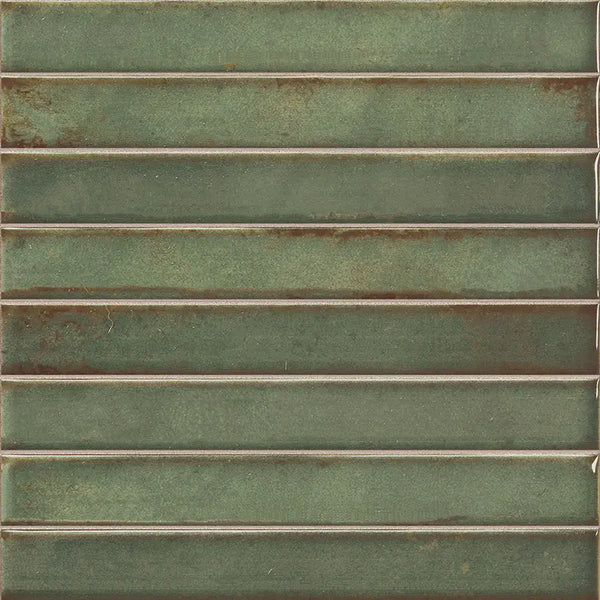Groene keramische subway tegel Brick Raku Emerald mozaiektegel 35x35cm