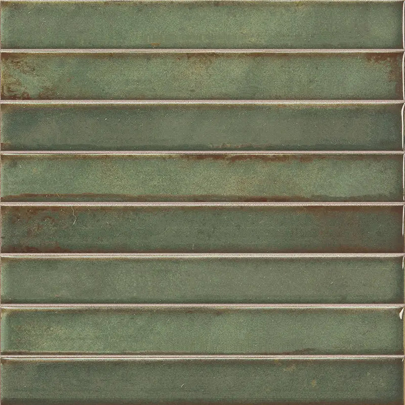 Groene keramische subway tegel Brick Raku Emerald mozaiektegel 35x35cm