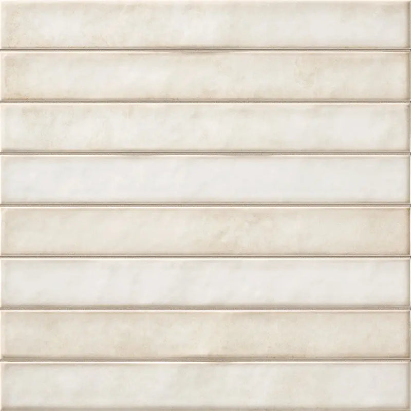 Rectangulaire beige getextureerde Brick Raku Pearl mozaiektegel 35x35cm