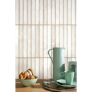 Witte Brick Raku Pearl mozaiektegel 35x35cm met verticale subway tegels en lichte grout