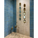 Decoratieve wandspiegels met gouden frame en Brick Raku turquoise mozaiektegel 35x35cm