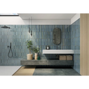 Moderne badkamer met blauwe verticale wanden van Brick Raku turquoise mozaiektegel 35x35cm