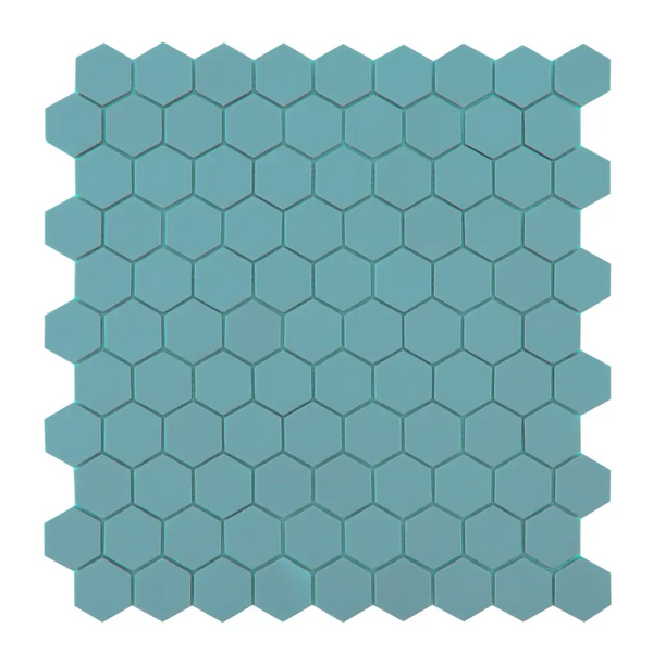 Teal mozaiek hexagon jade tegels in honingraatpatroon van By Goof