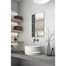 Cilindrische witte wasbak op grijze ondergrond met Goof Mozaiek hexagon lichtblauw