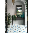 Geometrisch patroon vloertegel in blauw, wit en zwart, Goof Mozaiek Hexagon