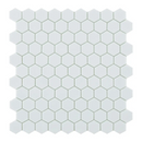 Witte hexagon mozaiek tegels van Goof Mozaiek in een bijenkorfpatroon