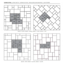 Vier geometrische vloerpatterlayout met Chantilly Blanc 60x60 chip tegels
