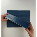 Navy blue ceramic wall tiles with diagonal lines from Colonial Marine mat 7,5x30