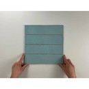 Lichtblauwe houten plank met horizontale latten, Colonial Sky Glans 7,5x30