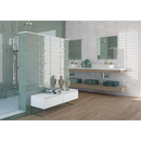 Moderne badkamer met zwevende wastafel en glazen douche, Colonial White glans 7,5x30