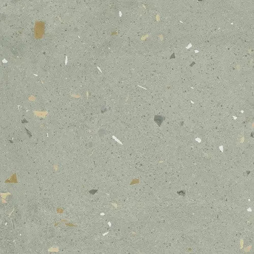 Grey terrazzo surface with colorful flecks, perfect for Croccante Menta 60x60 tegels