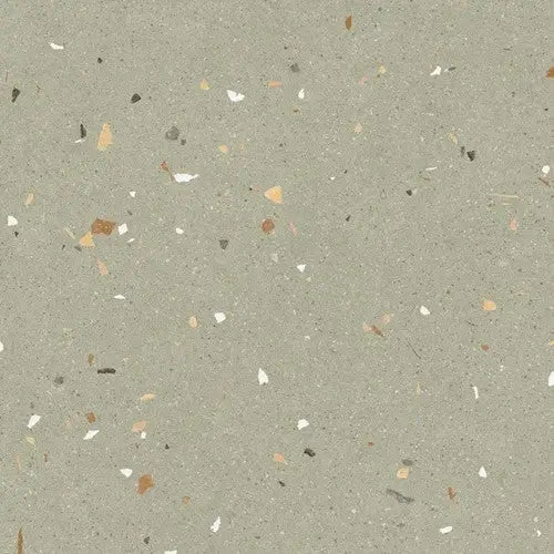 Grijze terrazzo tegels met kleurrijke vlekken in Croccante Menta 80x80