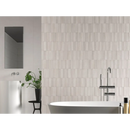 Witte rechthoekige daster white wandtegel 40x120 met matte afwerking in een modern offset patroon voor wandgebruik