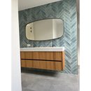 Moderne houten wandkast met ovalen spiegel, perfect voor Delano grijs 60x60