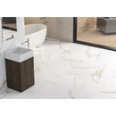 Moderne wandmontage badkamer wastafel met donkere houtkast en Diamond Gold mat 60x120 rett