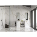 Moderne inloopdouche met glazen wand en matte zwarte fittings op Diamond Gold Pulido 120x120