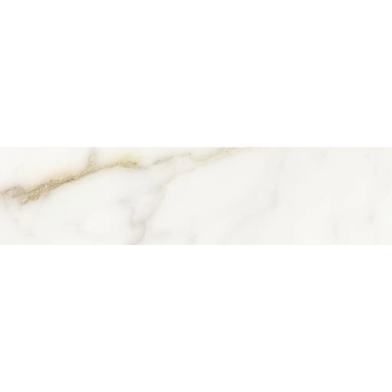 Smooth white marble with gray veining on Diamond Gold wandtegel mat 7,5x30