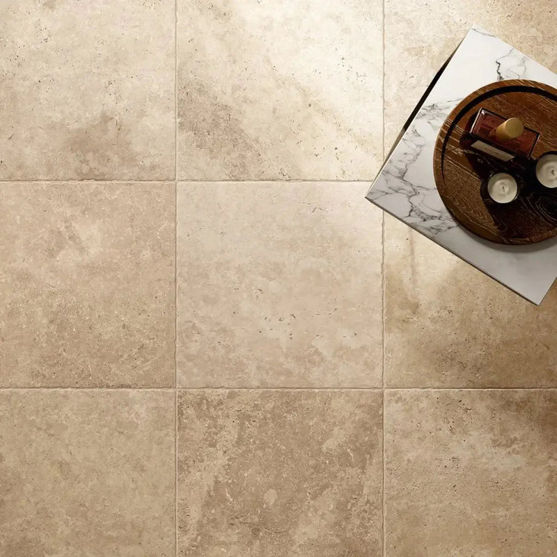 Beige travertine Edimax Sénanque Mélangé tegelvloer met subtiele natuurlijke aders