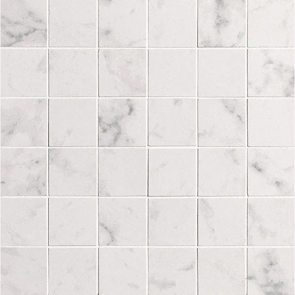 Witte marmeren tegels met grijze aderen, Fap Roma Gold Calacatta Delicato macro mosaico