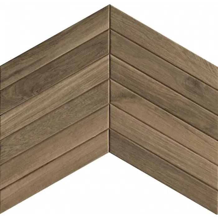 Fapnest Brown Chevron 7,5x45 met een V-vormig houten chevronpatroon