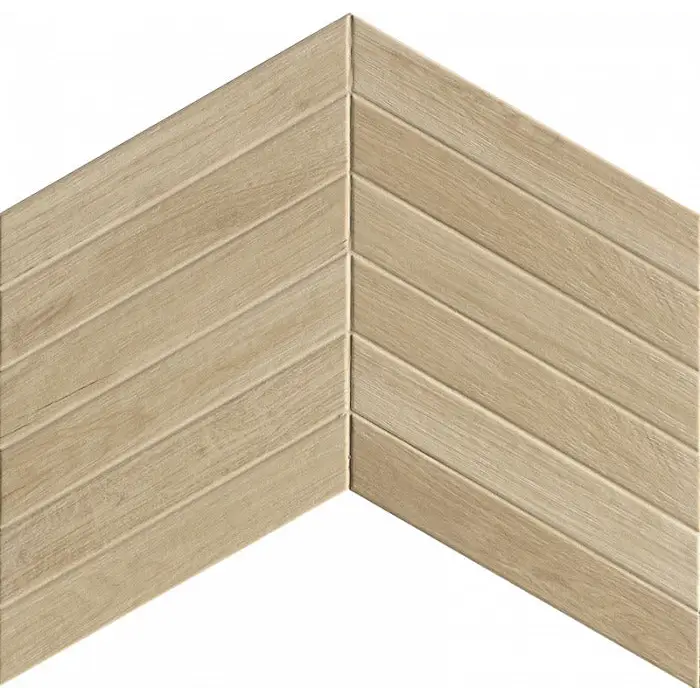 Beige chevron vloer van Fapnest Maple Chevron 7,5x45 in V-vorm