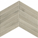 Chevron-patroon grijs houtlook tegels in een v-kruis met Fapnest Silver Chevron