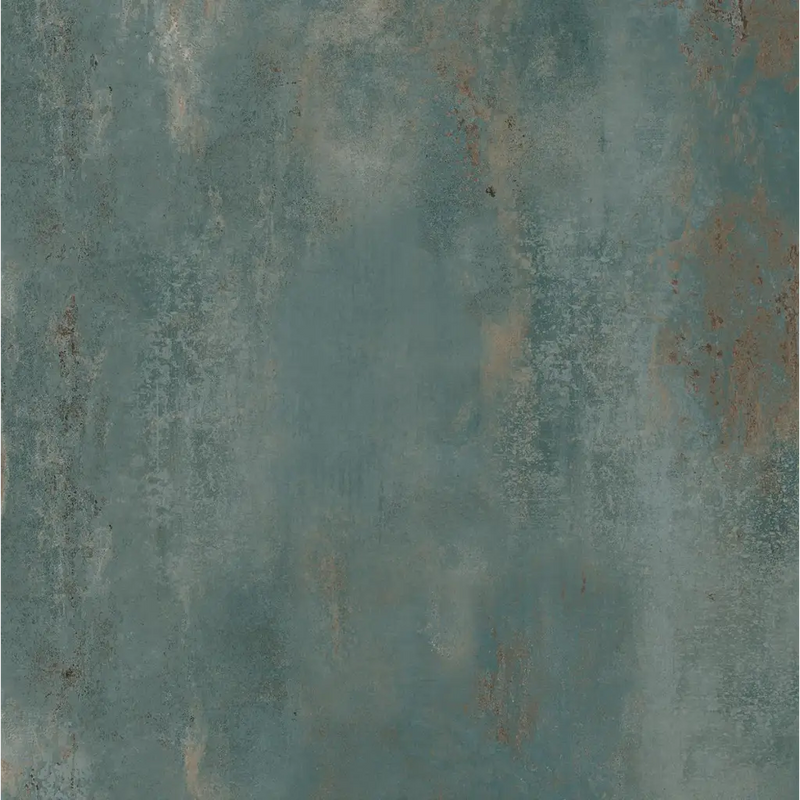 Verweerd turquoise metalen oppervlak met roest en patina voor Flatiron Jeko 120x120