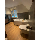 Moderne vrijstaande witte badkuip met ronde randen, Flatiron Silver 80x80 rett