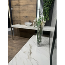 Moderne badkamermeubel met witte waskom en fontana gepolijst 60x120 marmeren blad